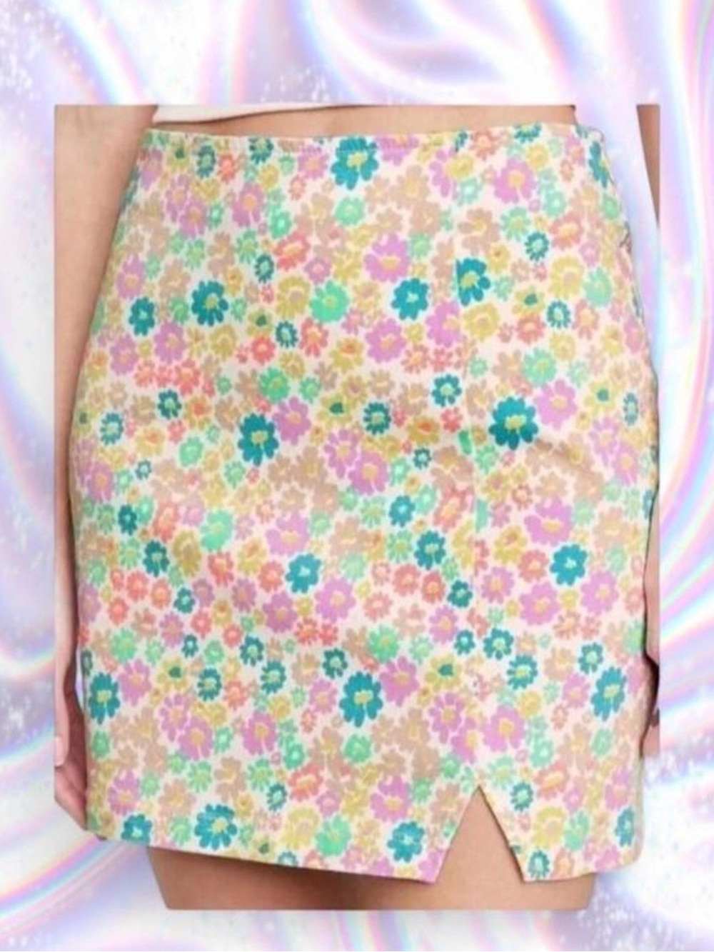 wild fable Pastel Floral Mini Skirt - Pink, Teal, Yellow